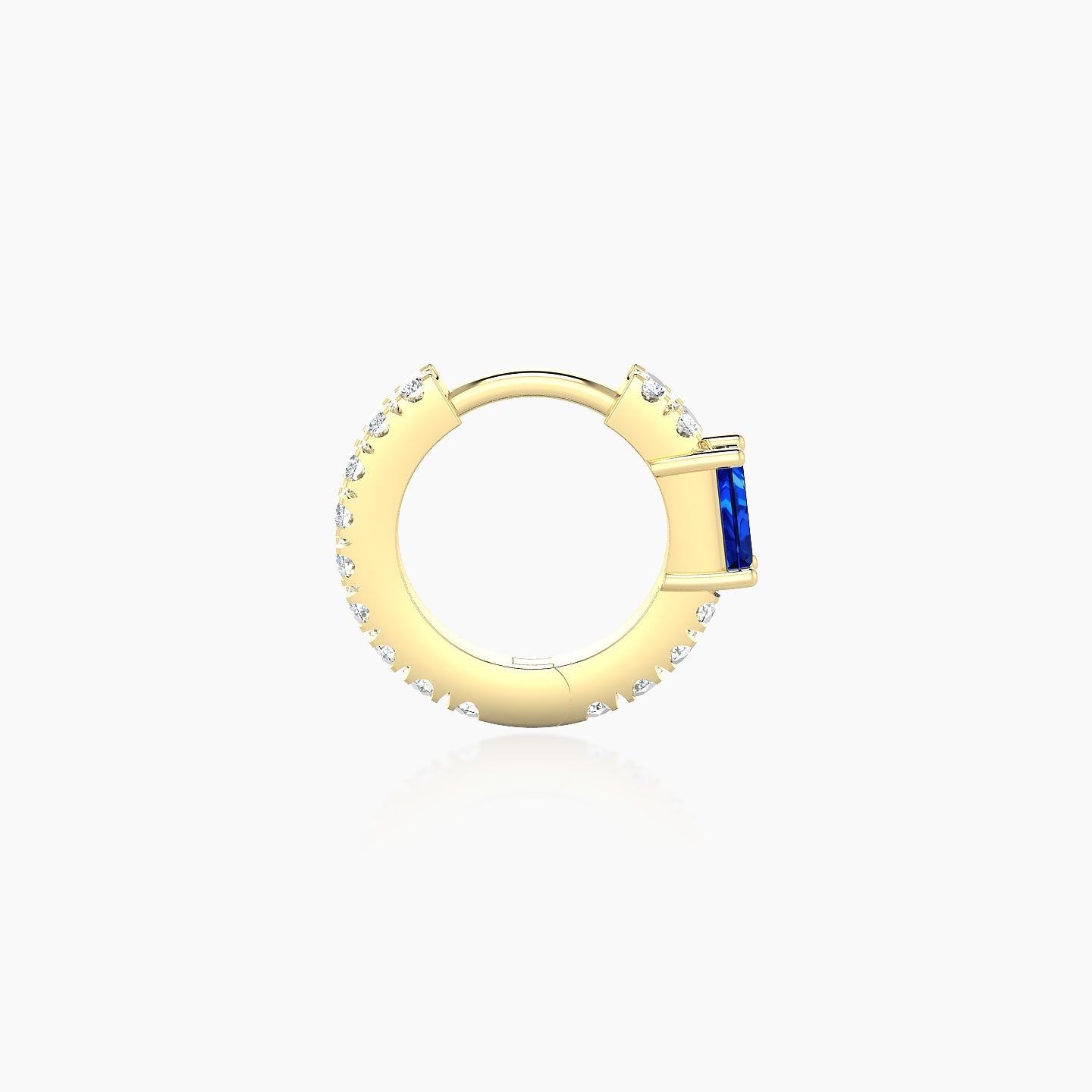 Inanna | 18k Yellow Gold 6.5 mm Baguette Sapphire & Diamond Hoop Piercing