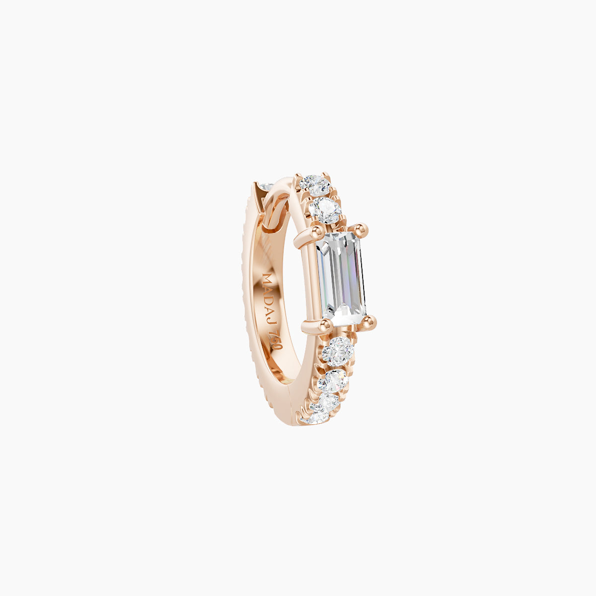 Inanna | 18k Rose Gold 6.5 mm Baguette Diamond Nose Ring Piercing