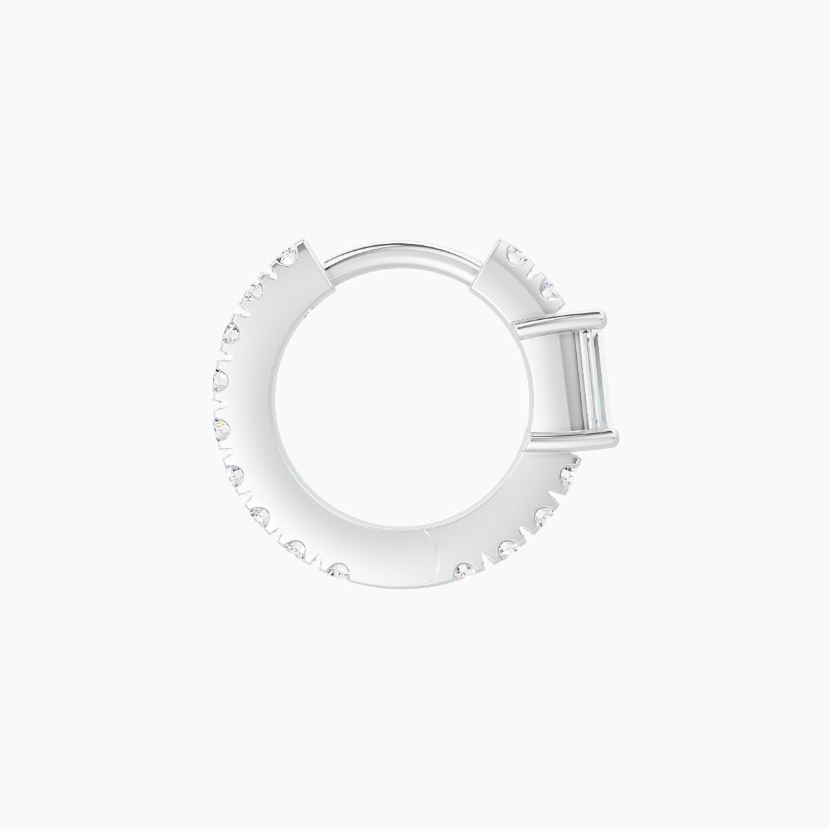 Inanna | 18k White Gold 6.5 mm Baguette Diamond Nose Ring Piercing