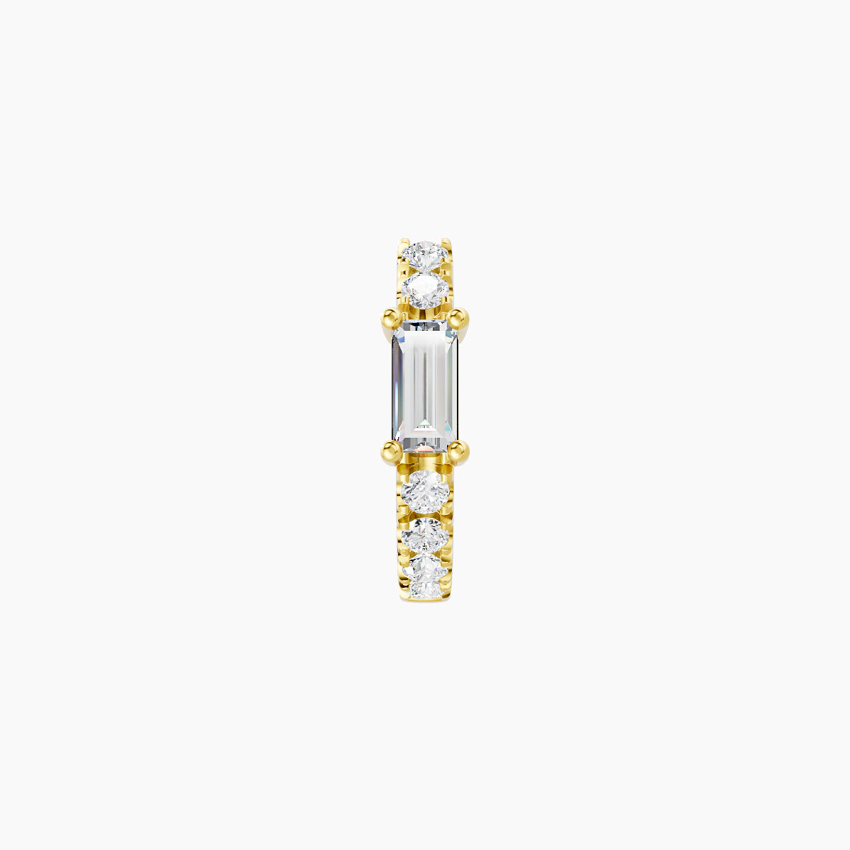 Inanna | 18k Yellow Gold 6.5 mm Baguette Diamond Nose Ring Piercing