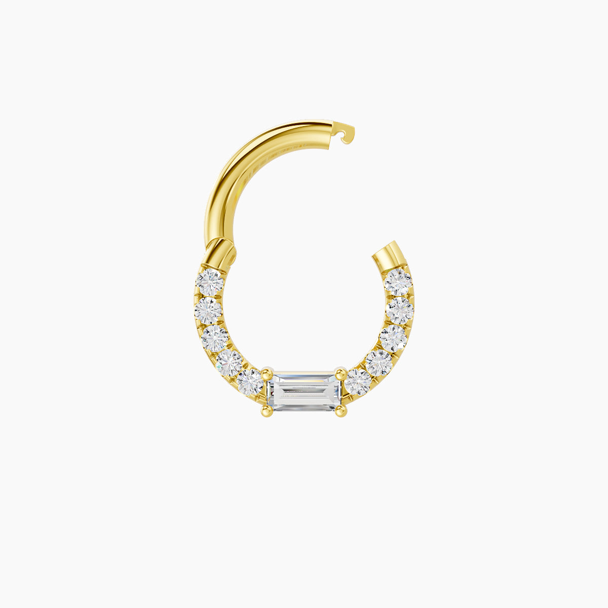 Inanna | 18k Yellow Gold 6.5 mm Baguette Diamond Septum Piercing