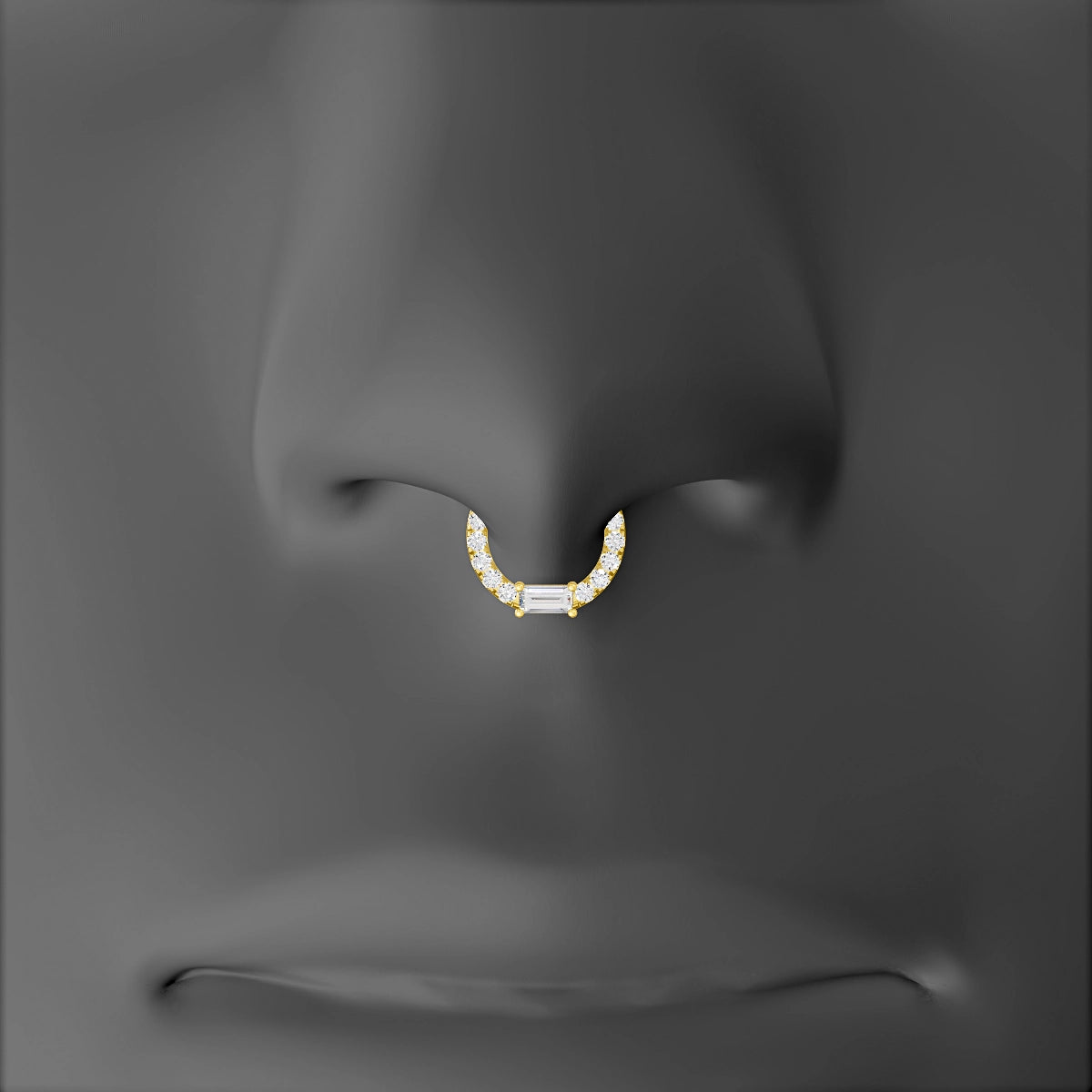 Inanna | 18k Yellow Gold 6.5 mm Baguette Diamond Septum Piercing