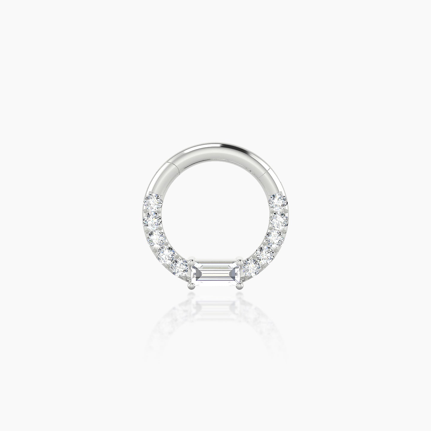 Inanna | 18k White Gold 6.5 mm Baguette Diamond Septum Piercing