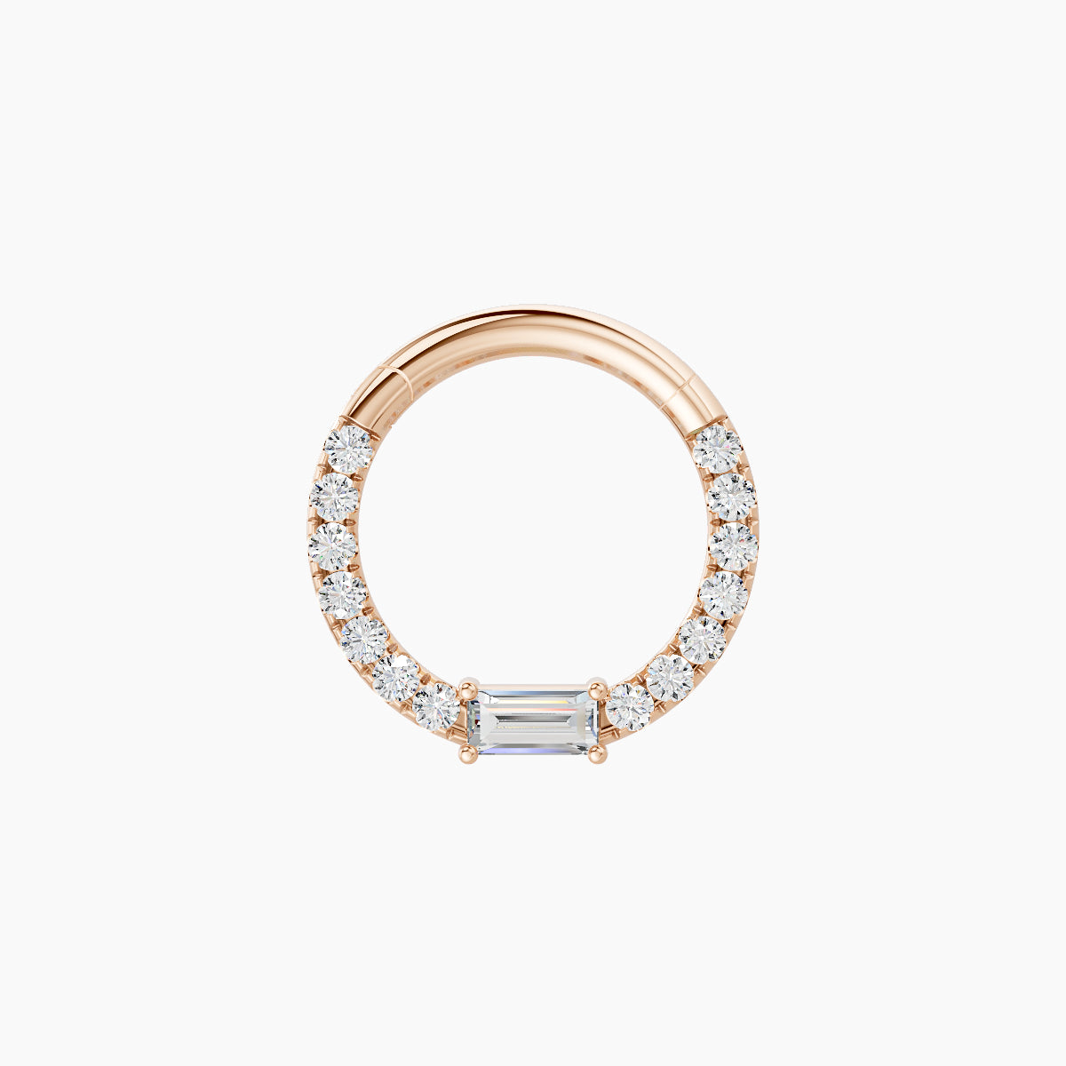 Inanna | 18k Rose Gold 8 mm Baguette Diamond Daith Piercing