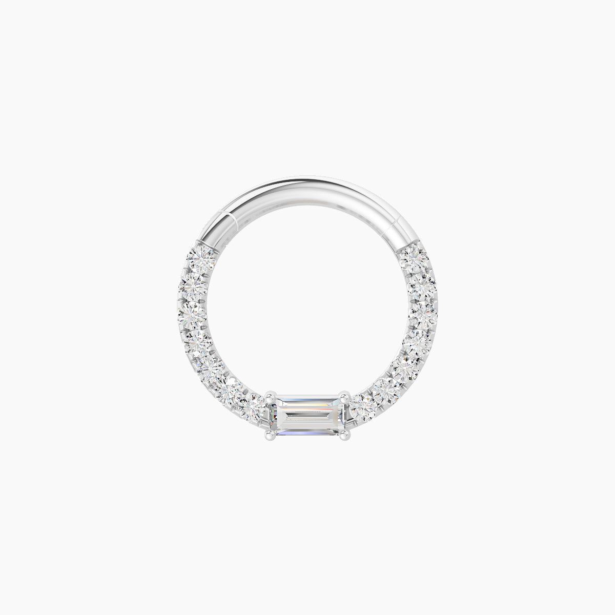 Inanna | 18k White Gold 8 mm Baguette Diamond Daith Piercing