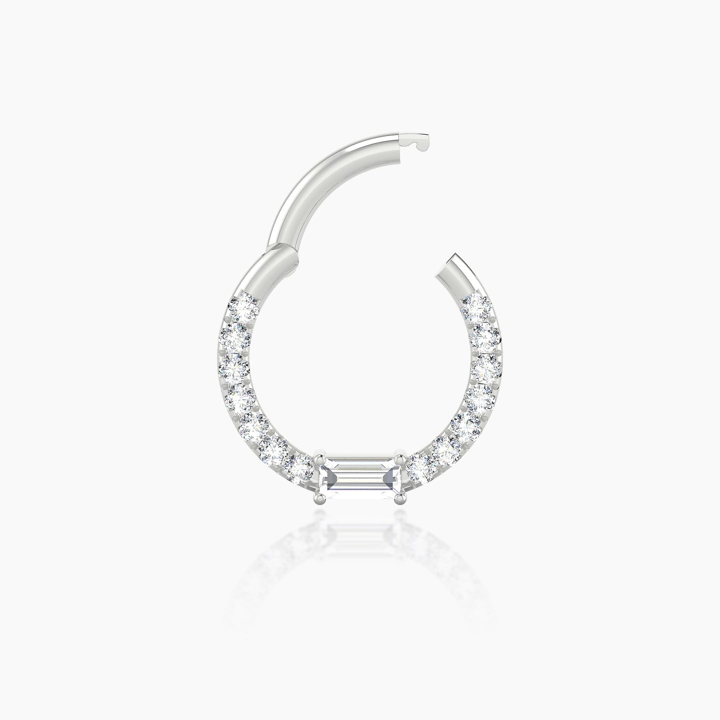 Inanna | 18k White Gold 8 mm Baguette Diamond Daith Piercing