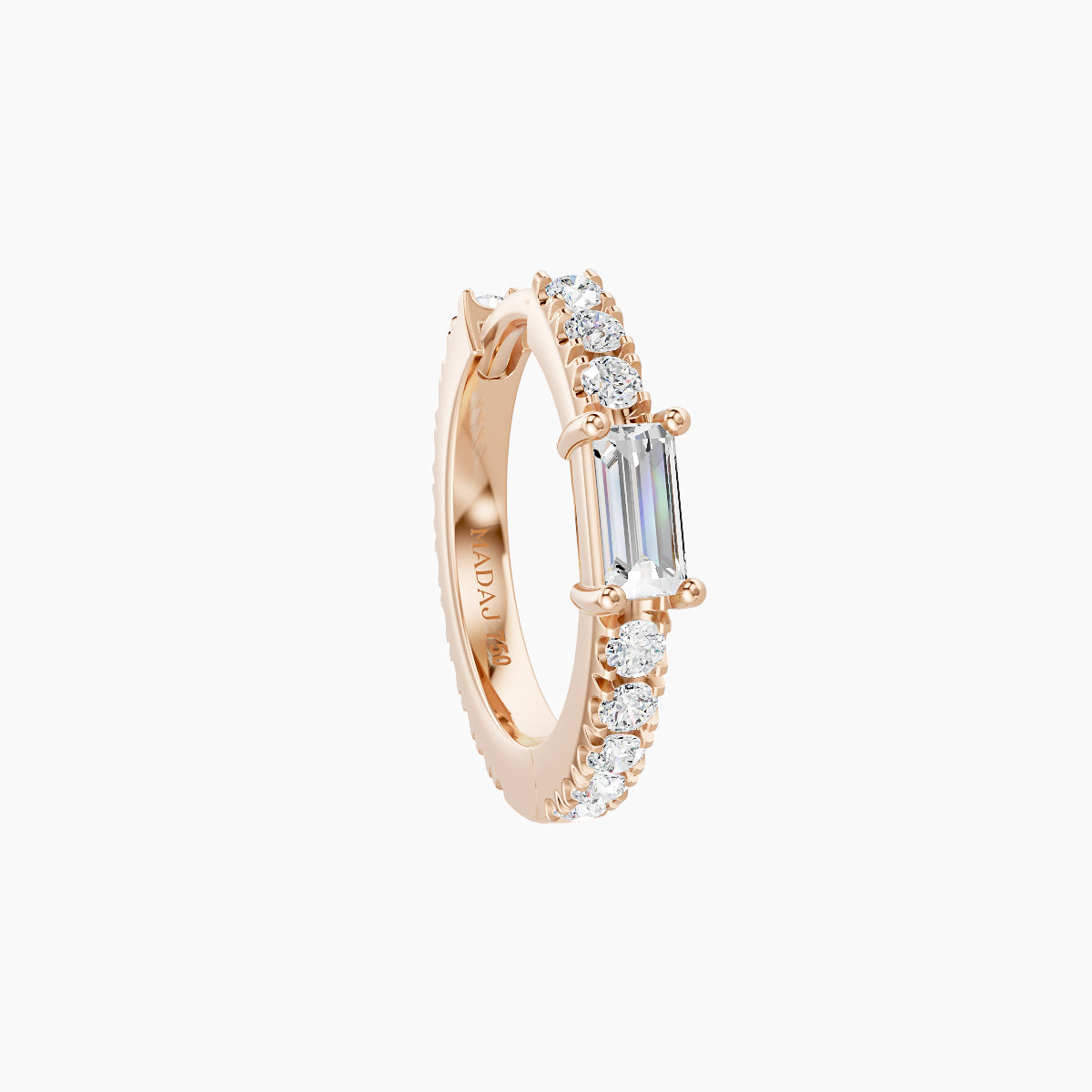 Inanna | 18k Rose Gold 8 mm Baguette Diamond Hoop Piercing