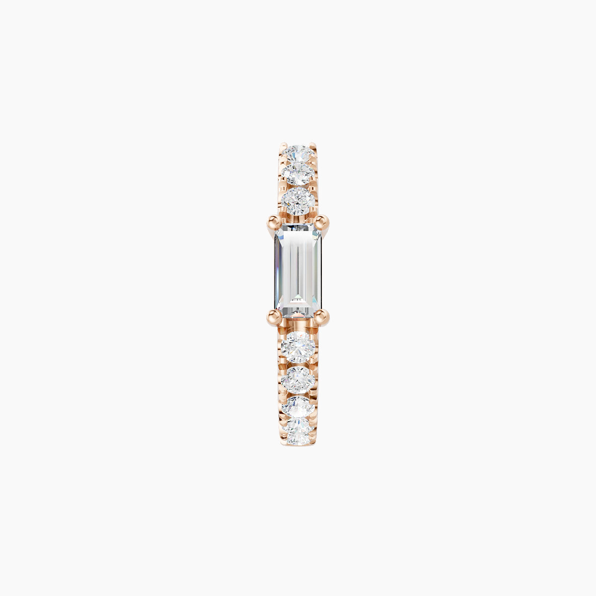 Inanna | 18k Rose Gold 8 mm Baguette Diamond Hoop Piercing