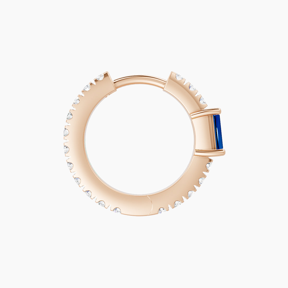 Inanna | 18k Rose Gold 8 mm Baguette Sapphire & Diamond Hoop Piercing