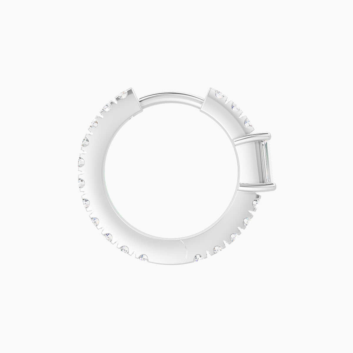 Inanna | 18k White Gold 8 mm Baguette Diamond Hoop Piercing