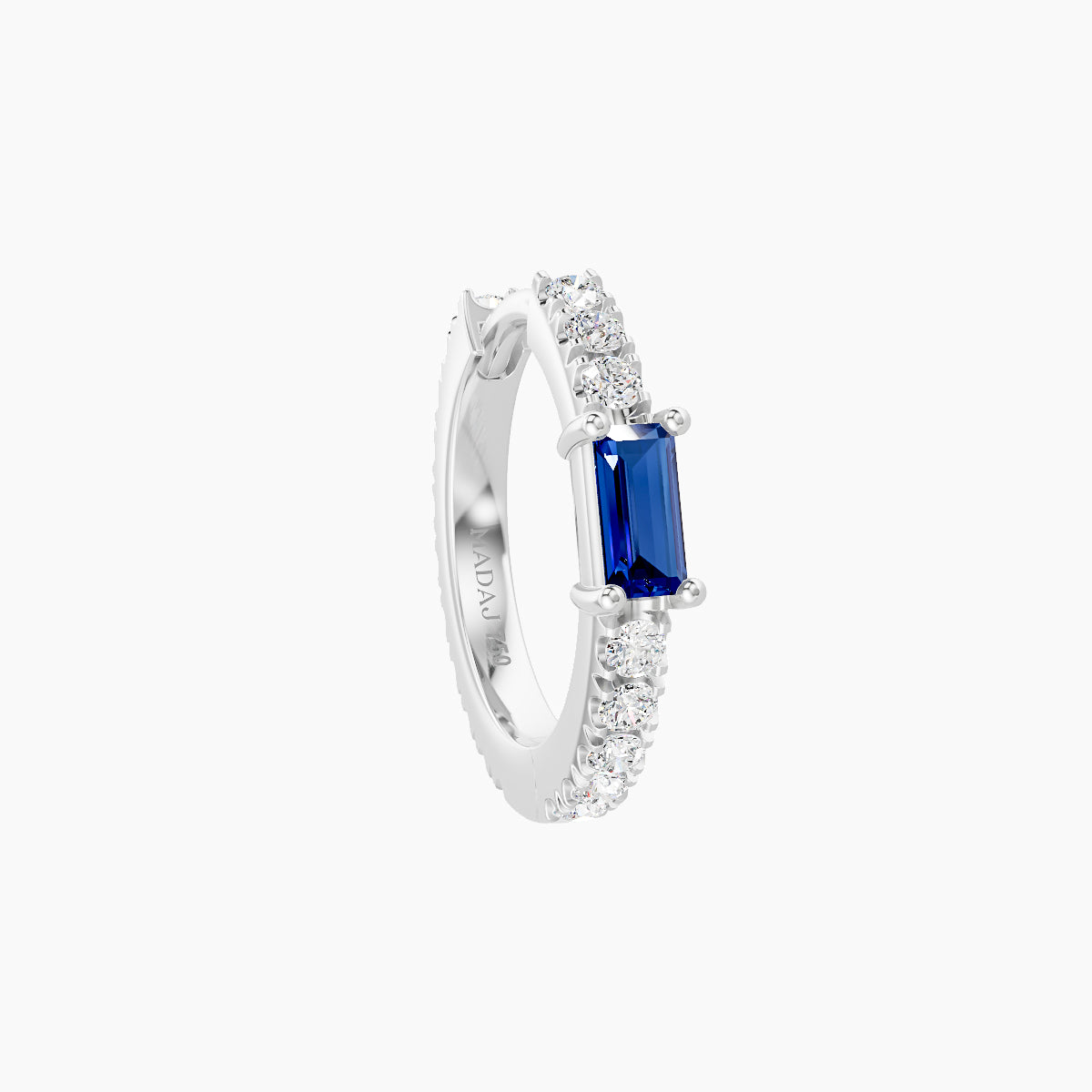 Inanna | 18k White Gold 8 mm Baguette Sapphire & Diamond Hoop Piercing