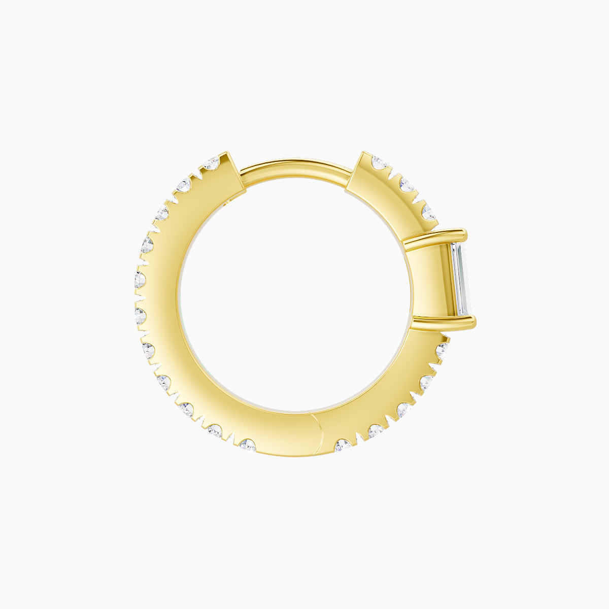 Inanna | 18k Yellow Gold 8 mm Baguette Diamond Hoop Piercing