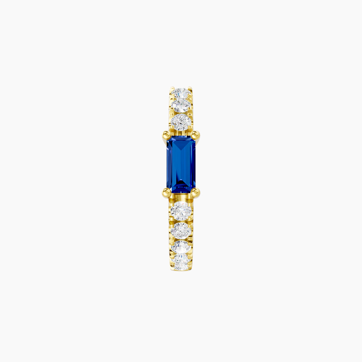 Inanna | 18k Yellow Gold 8 mm Baguette Sapphire & Diamond Hoop Piercing