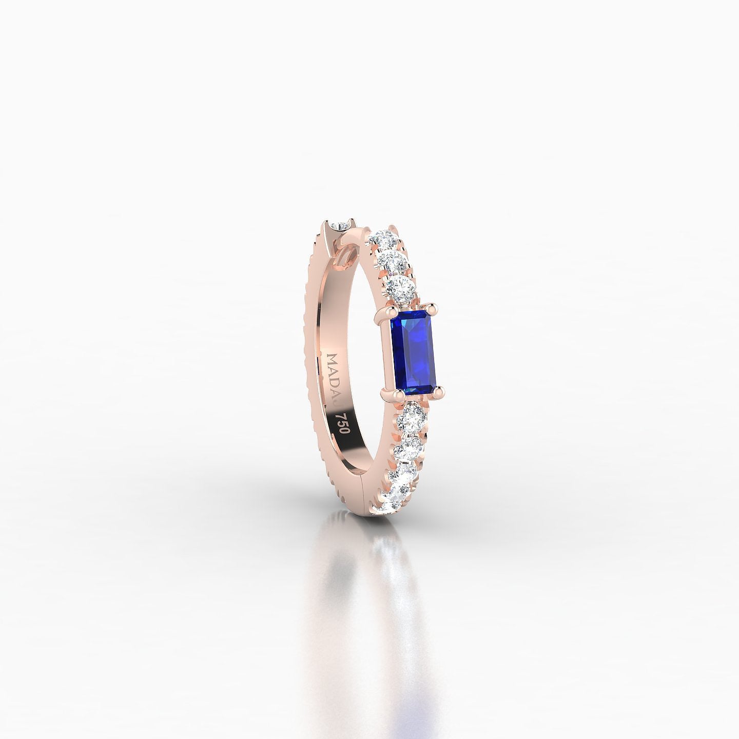 Inanna | 18k Rose Gold 8 mm Baguette Sapphire & Diamond Hoop Piercing