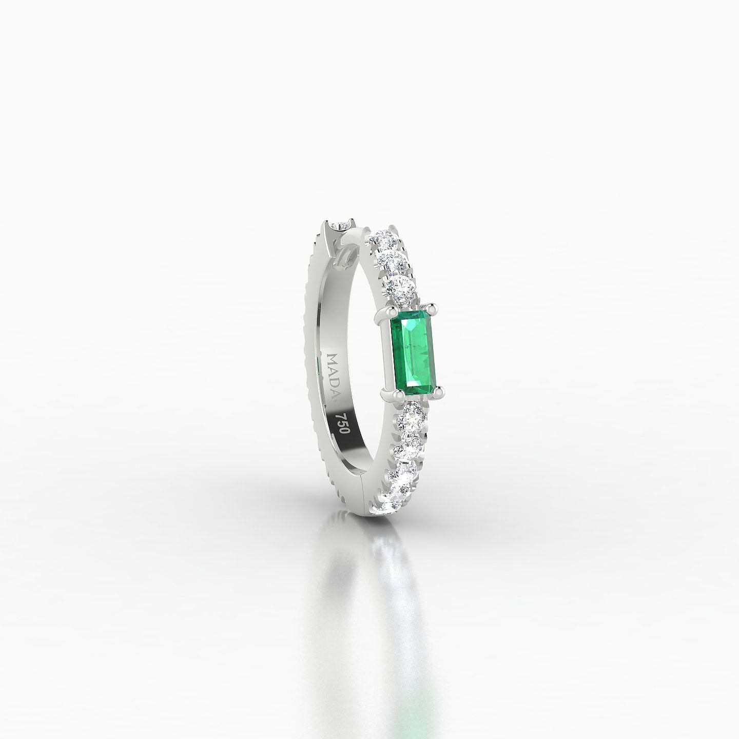 Inanna | 18k White Gold 8 mm Baguette Emerald & Diamond Hoop Piercing