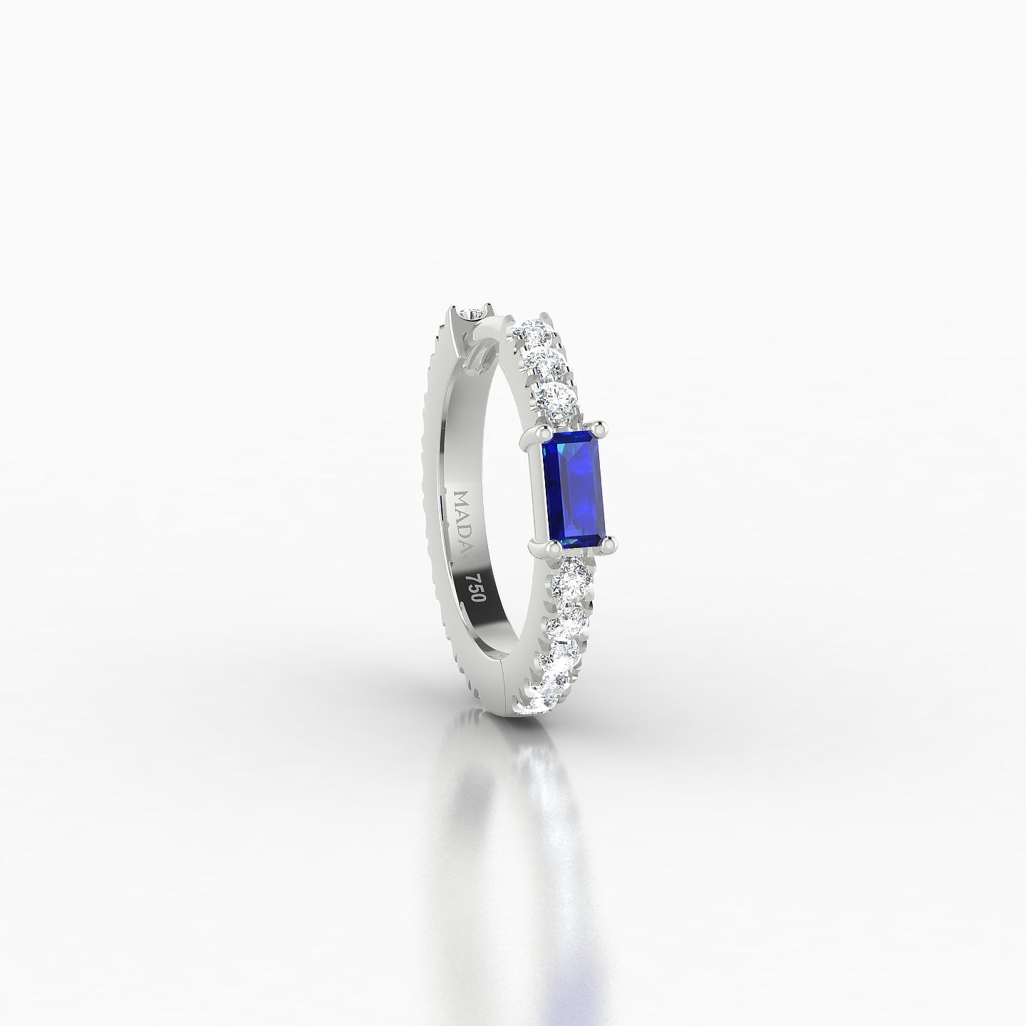 Inanna | 18k White Gold 8 mm Baguette Sapphire & Diamond Hoop Piercing