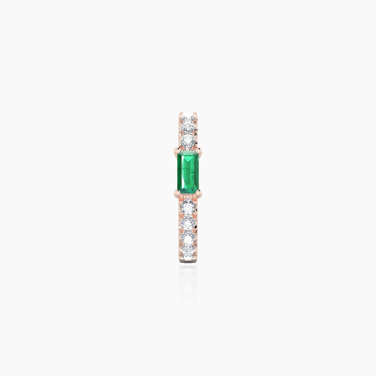 Inanna | 18k Rose Gold 8 mm Baguette Emerald & Diamond Hoop Piercing