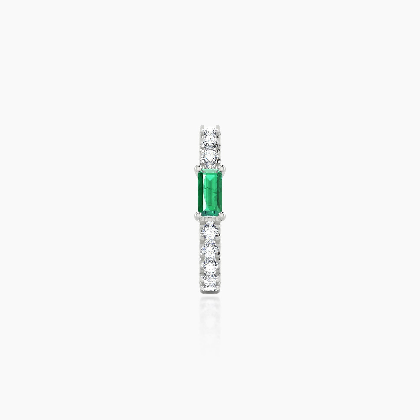 Inanna | 18k White Gold 8 mm Baguette Emerald & Diamond Hoop Piercing