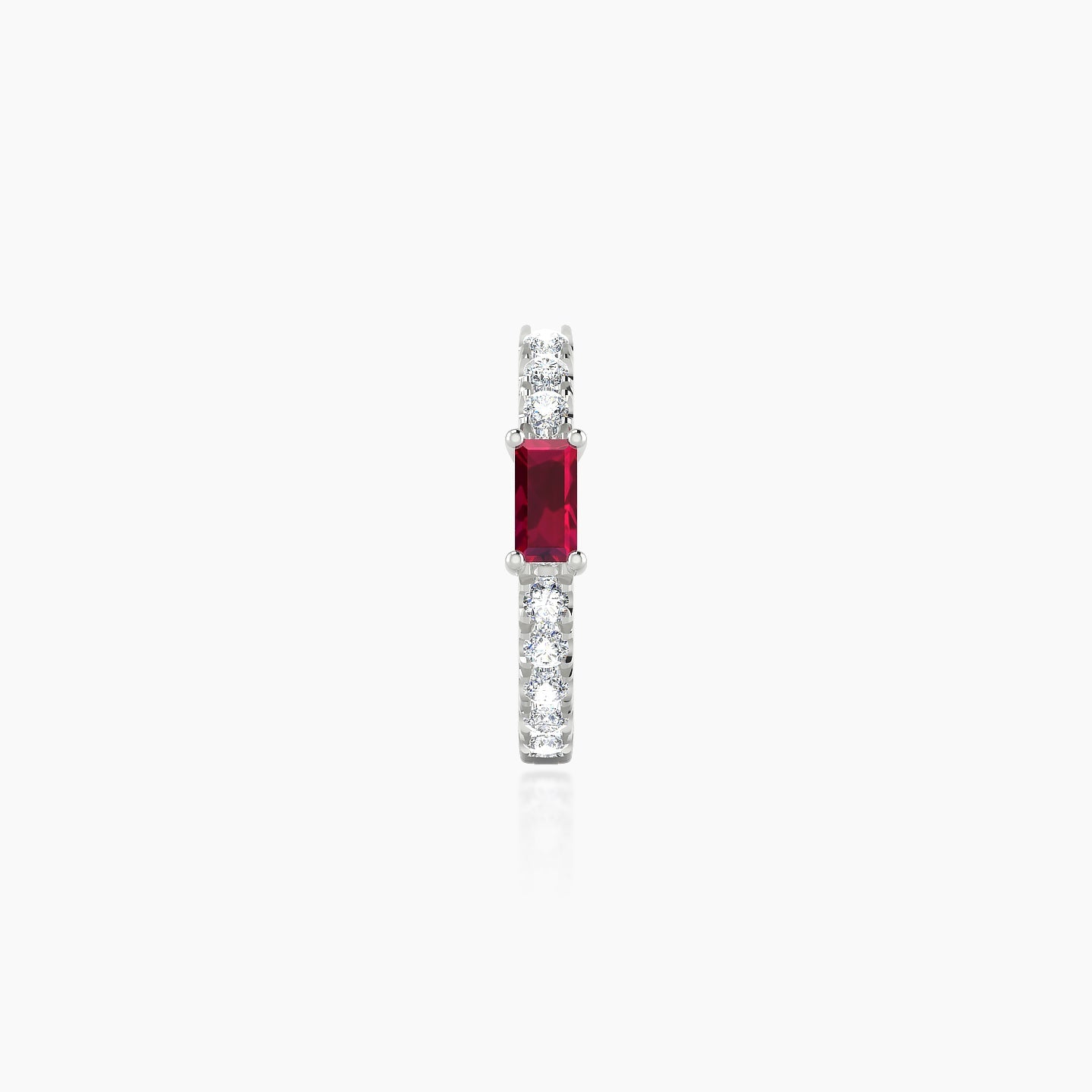 Inanna | 18k White Gold 8 mm Baguette Ruby & Diamond Hoop Piercing