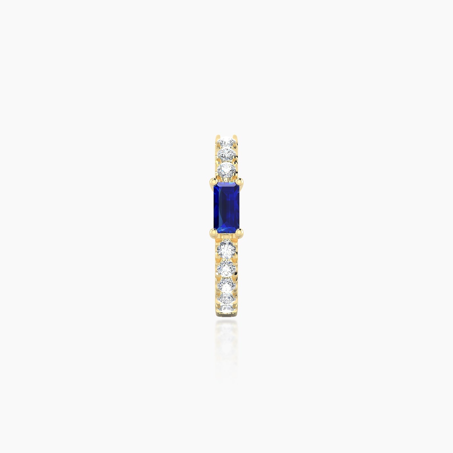 Inanna | 18k Yellow Gold 8 mm Baguette Sapphire & Diamond Hoop Piercing