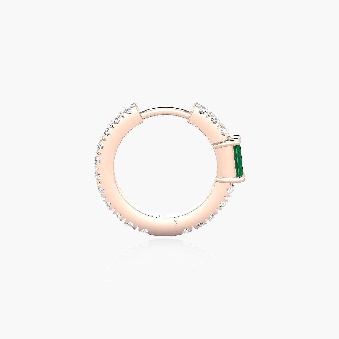 Inanna | 18k Rose Gold 8 mm Baguette Emerald & Diamond Hoop Piercing