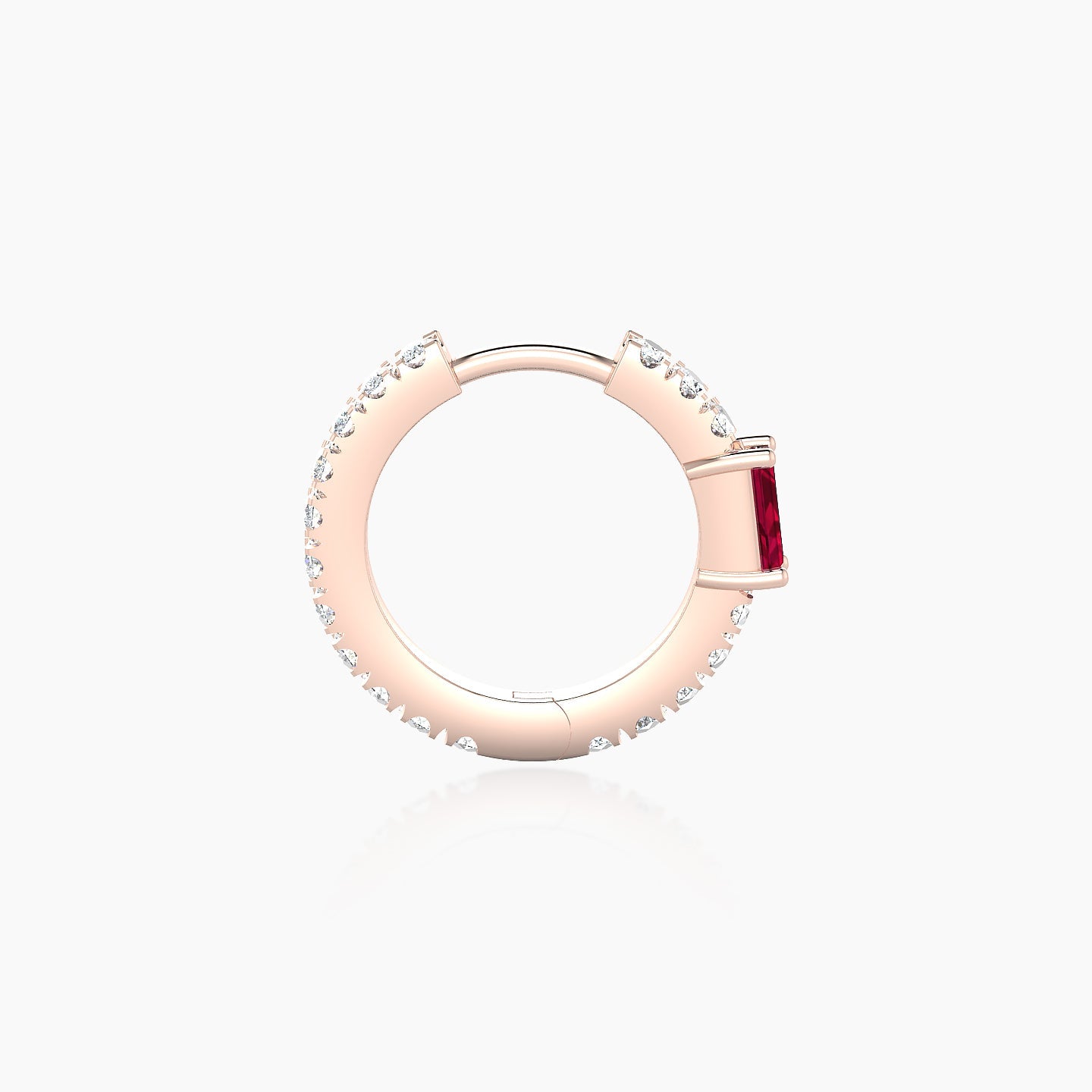 Inanna | 18k Rose Gold 8 mm Baguette Ruby & Diamond Hoop Piercing