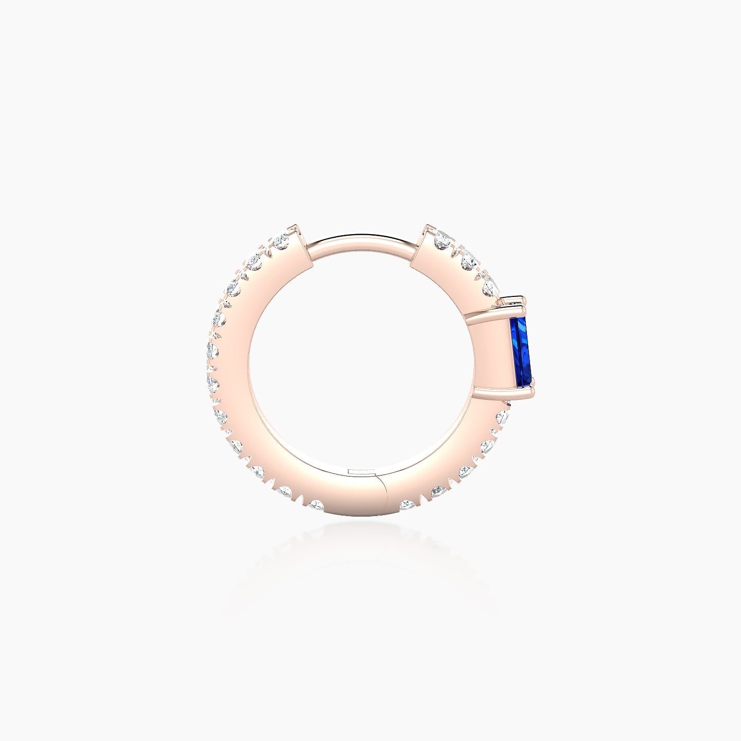 Inanna | 18k Rose Gold 8 mm Baguette Sapphire & Diamond Hoop Piercing