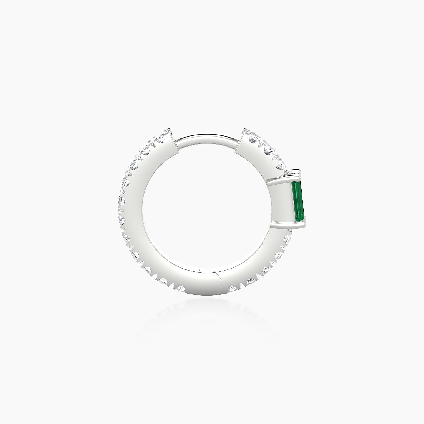 Inanna | 18k White Gold 8 mm Baguette Emerald & Diamond Hoop Piercing