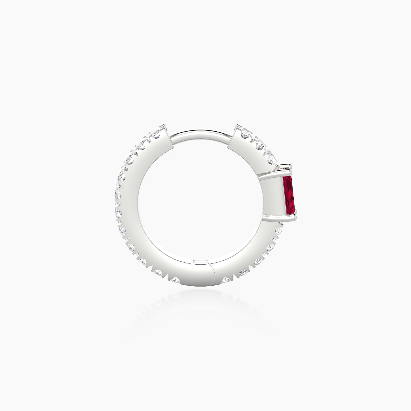 Inanna | 18k White Gold 8 mm Baguette Ruby & Diamond Hoop Piercing