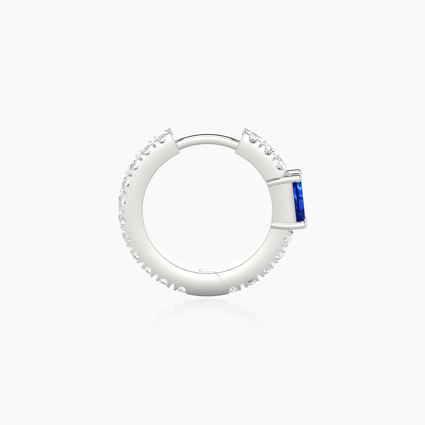 Inanna | 18k White Gold 8 mm Baguette Sapphire & Diamond Hoop Piercing