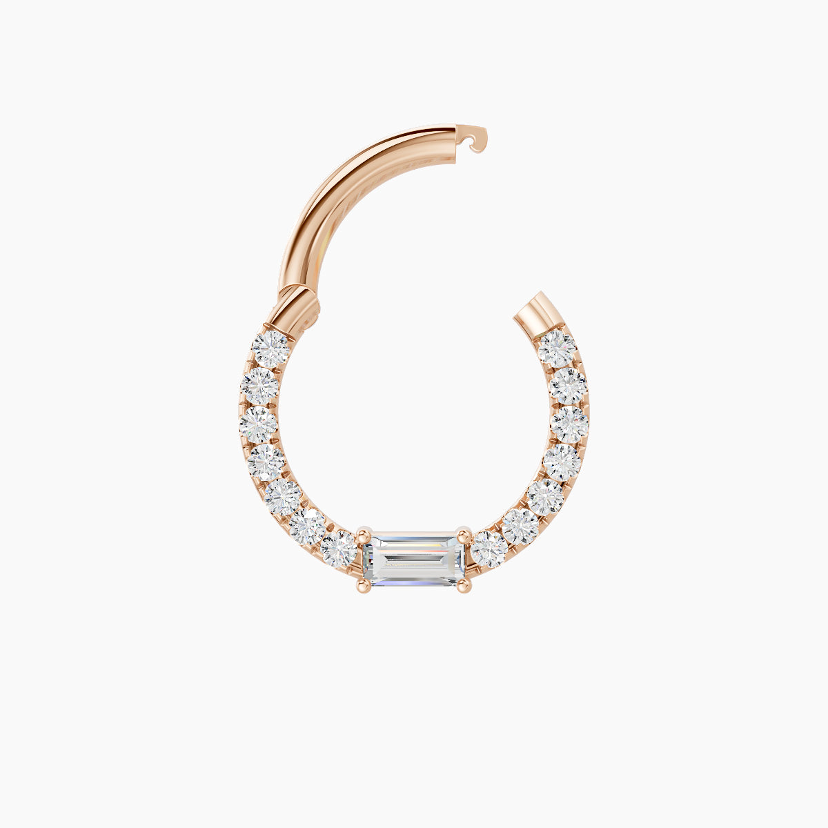 Inanna | 18k Rose Gold 8 mm Baguette Diamond Septum Piercing