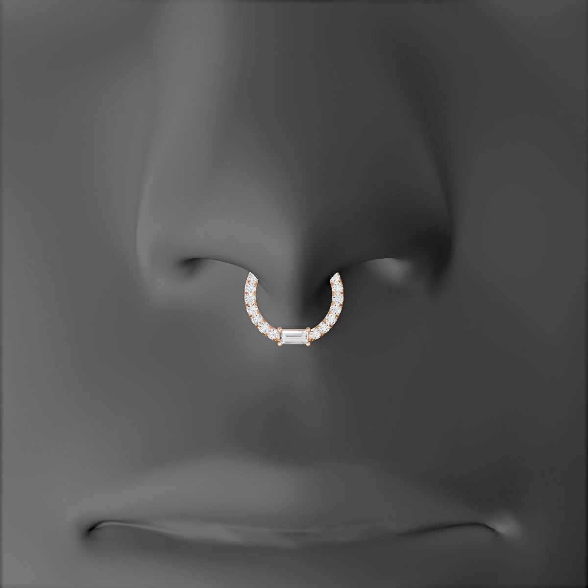 Inanna | 18k Rose Gold 8 mm Baguette Diamond Septum Piercing