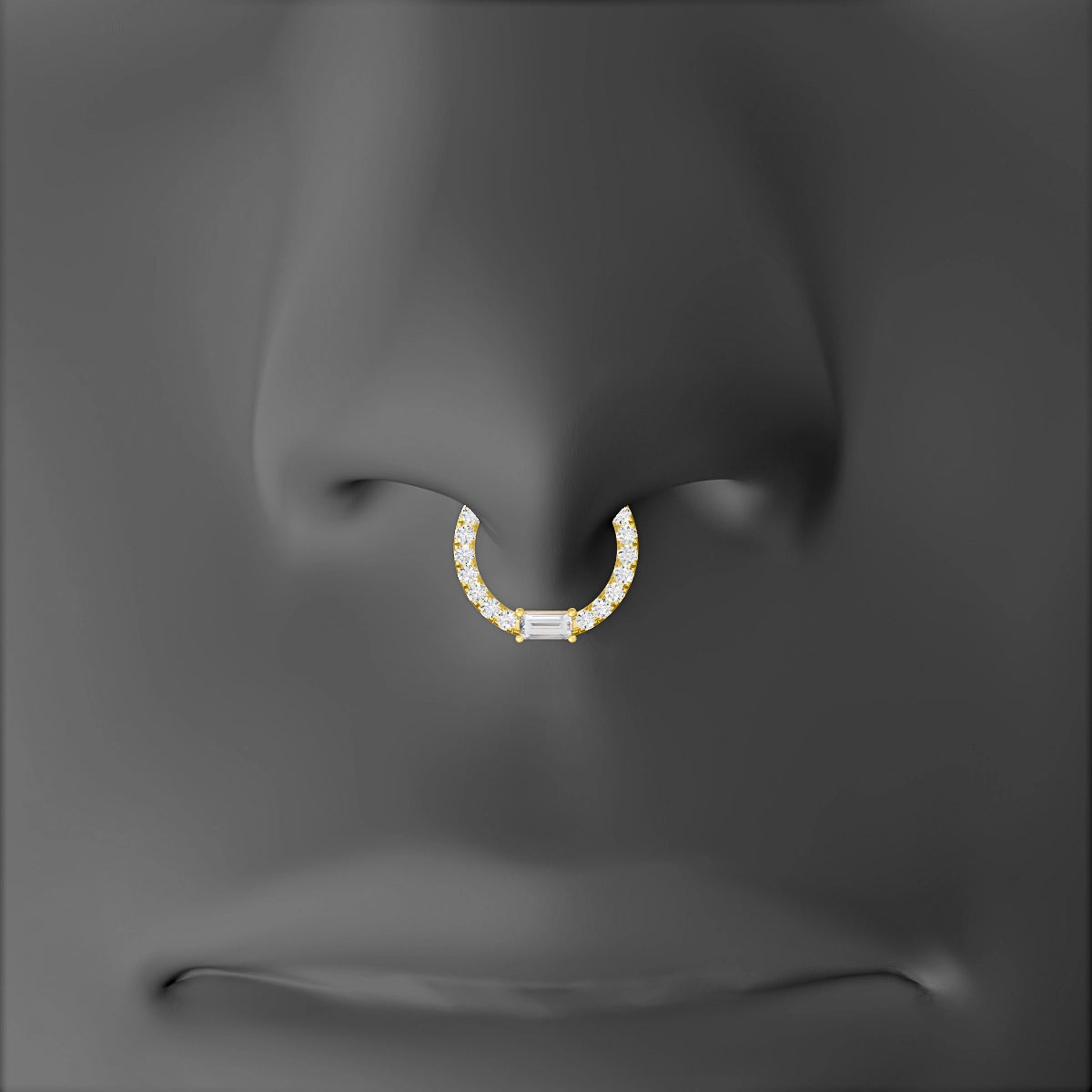 Inanna | 18k Yellow Gold 8 mm Baguette Diamond Septum Piercing