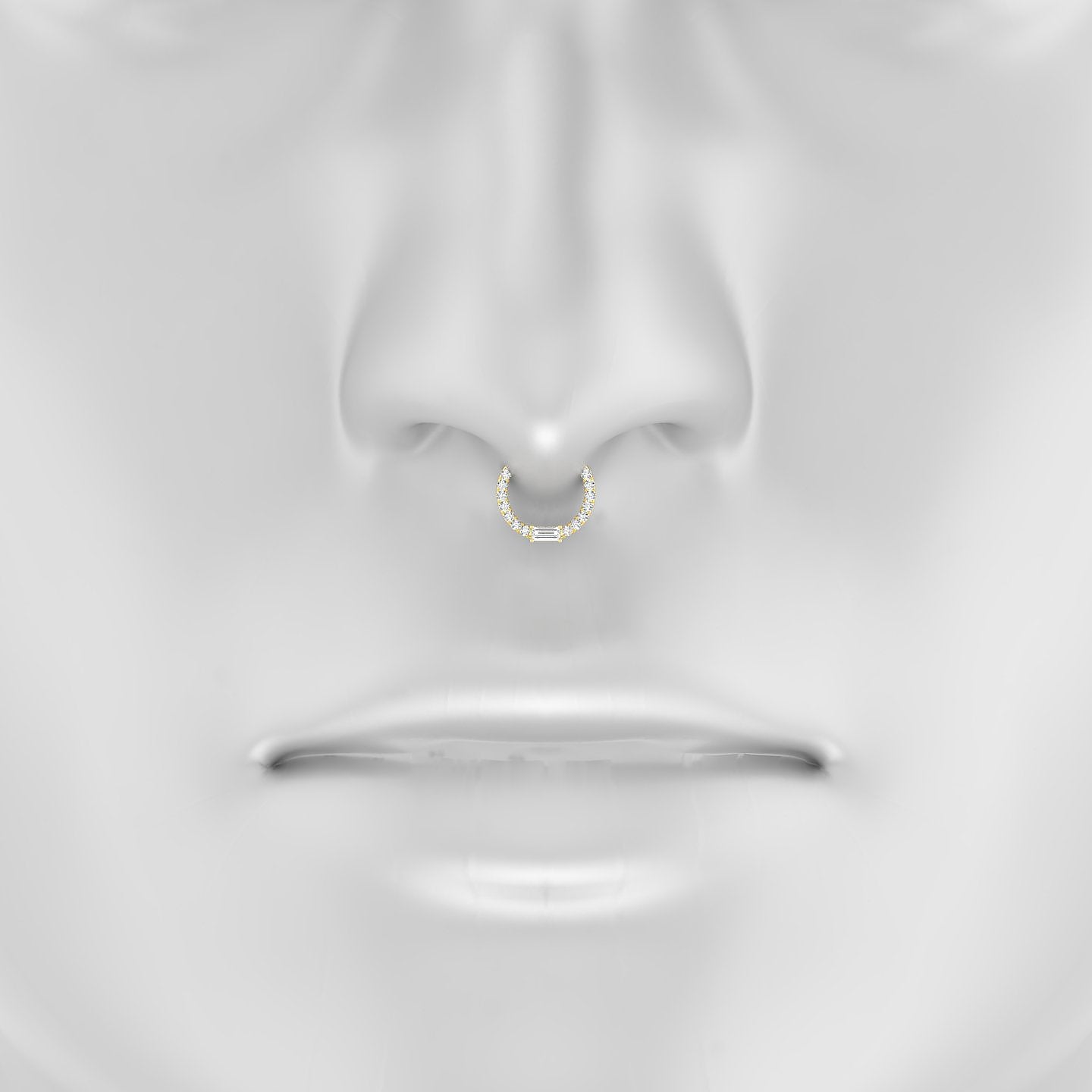 Inanna | 18k Yellow Gold 8 mm Baguette Diamond Septum Piercing