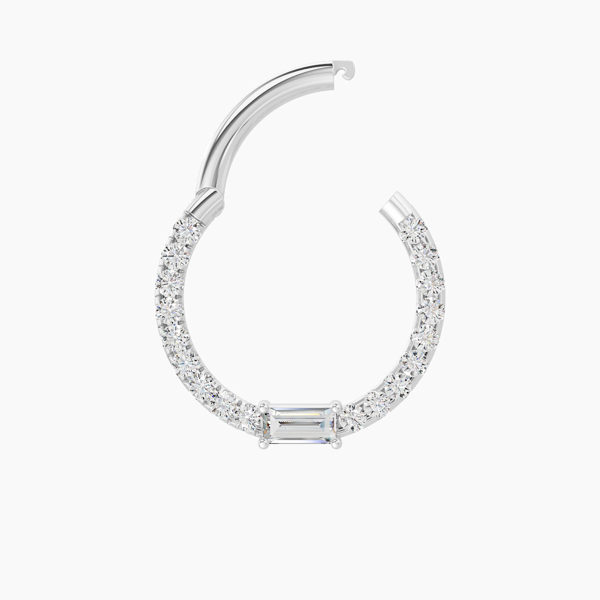 Inanna | 18k White Gold 9.5 mm Baguette Diamond Daith Piercing