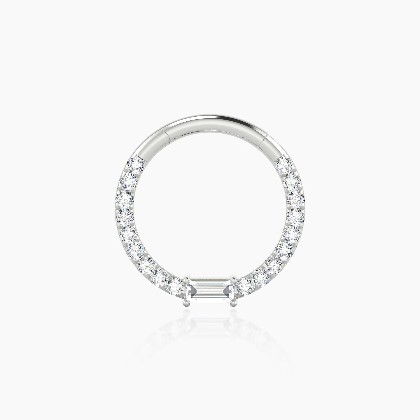 Inanna | 18k White Gold 9.5 mm Baguette Diamond Daith Piercing