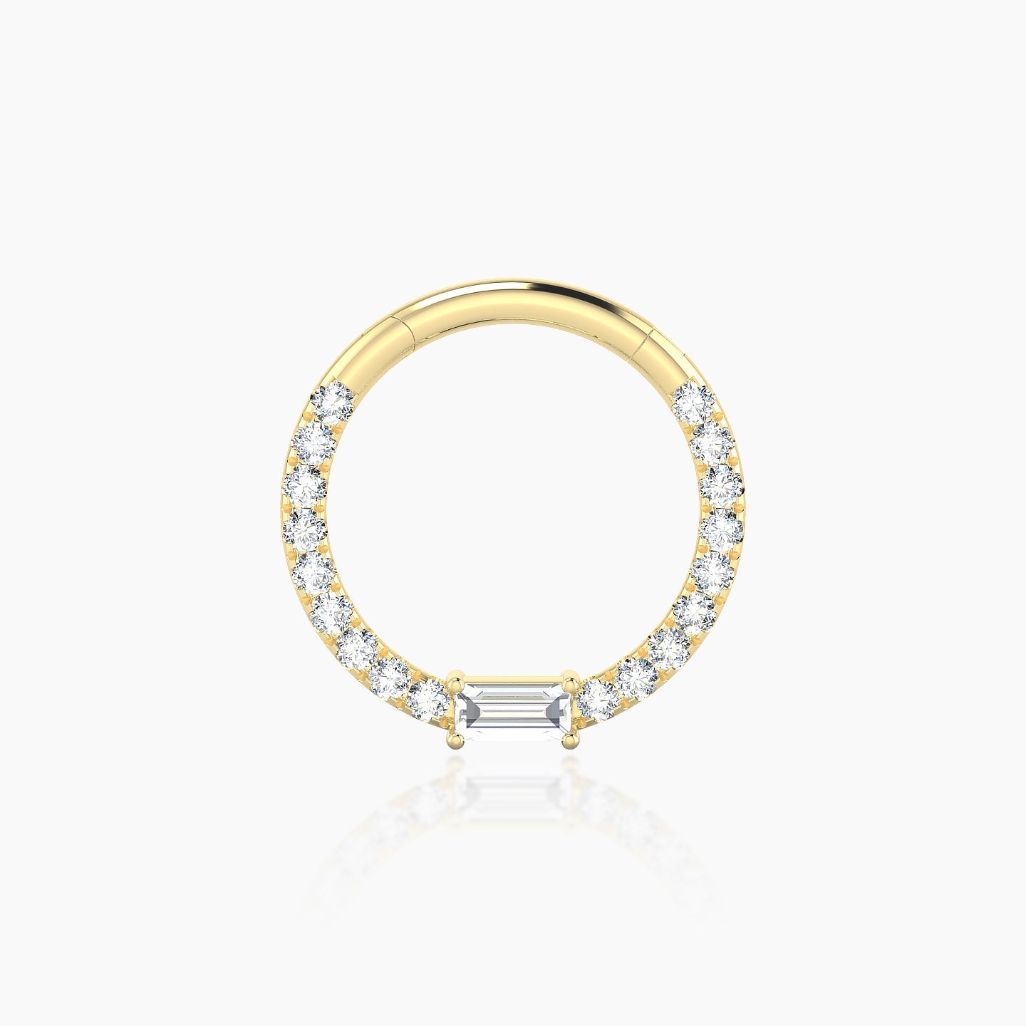 Inanna | 18k Yellow Gold 9.5 mm Baguette Diamond Daith Piercing