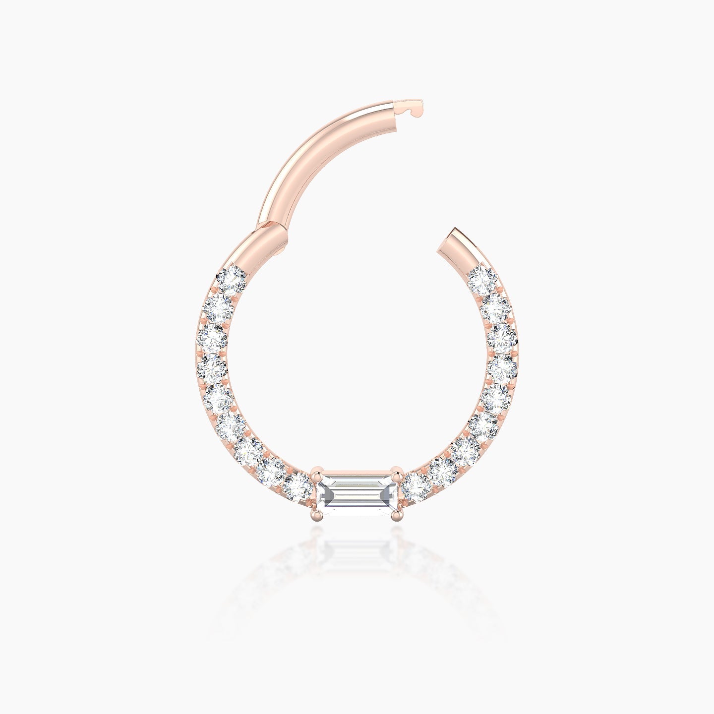 Inanna | 18k Rose Gold 9.5 mm Baguette Diamond Daith Piercing