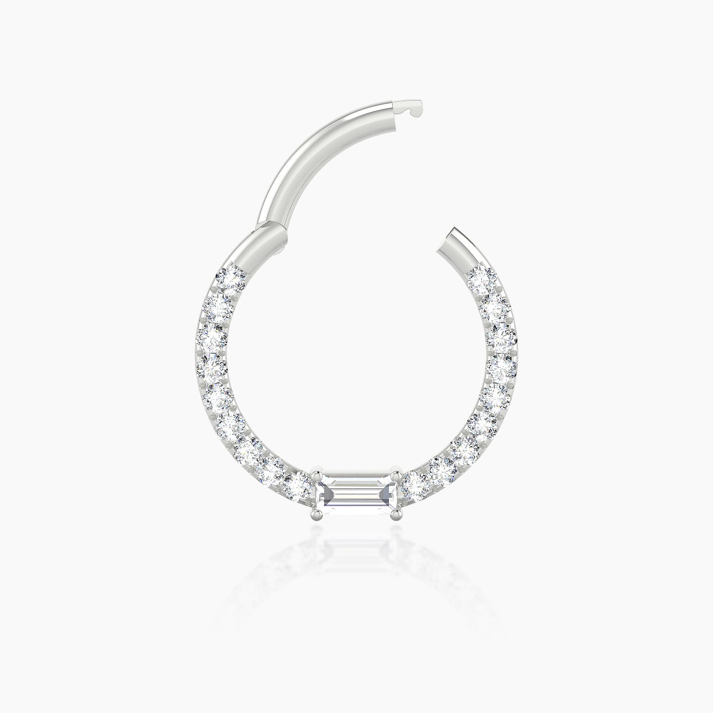 Inanna | 18k White Gold 9.5 mm Baguette Diamond Daith Piercing