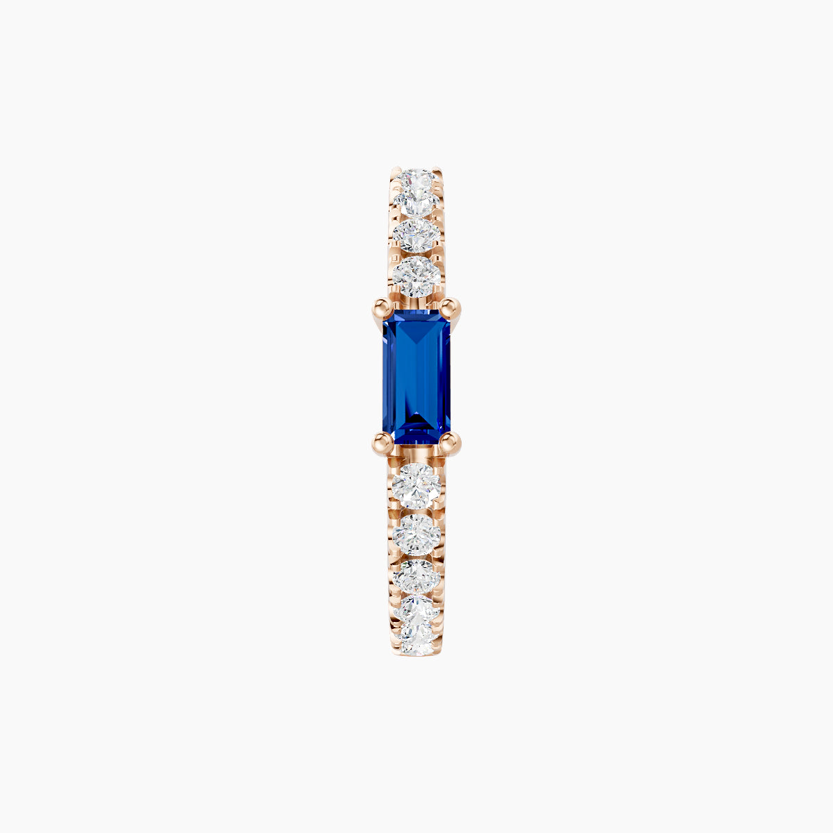 Inanna | 18k Rose Gold 9.5 mm Baguette Sapphire & Diamond Hoop Piercing