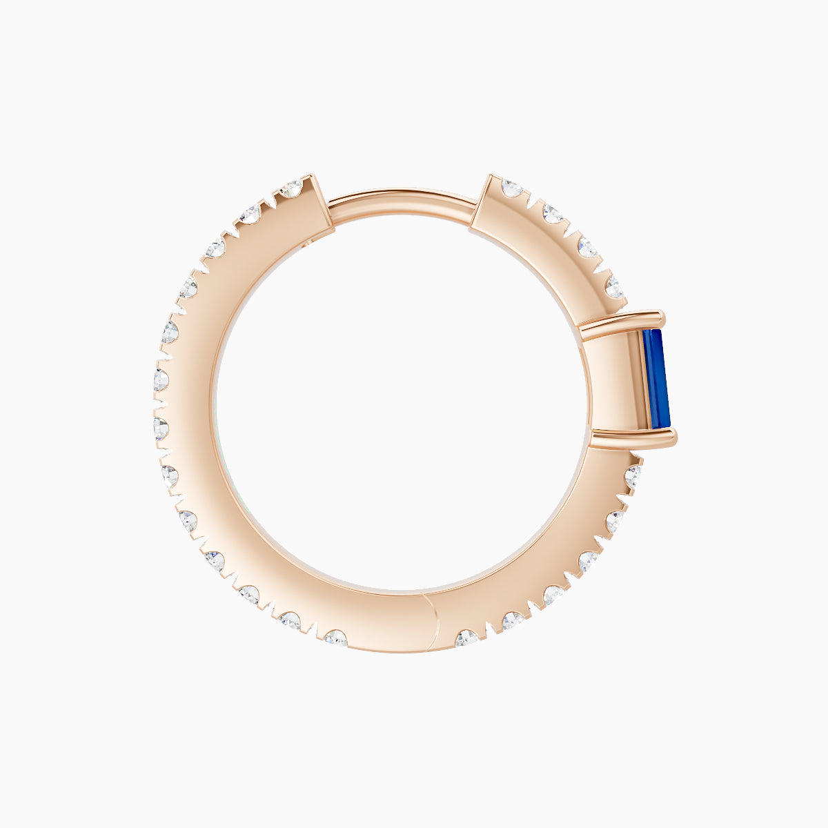 Inanna | 18k Rose Gold 9.5 mm Baguette Sapphire & Diamond Hoop Piercing