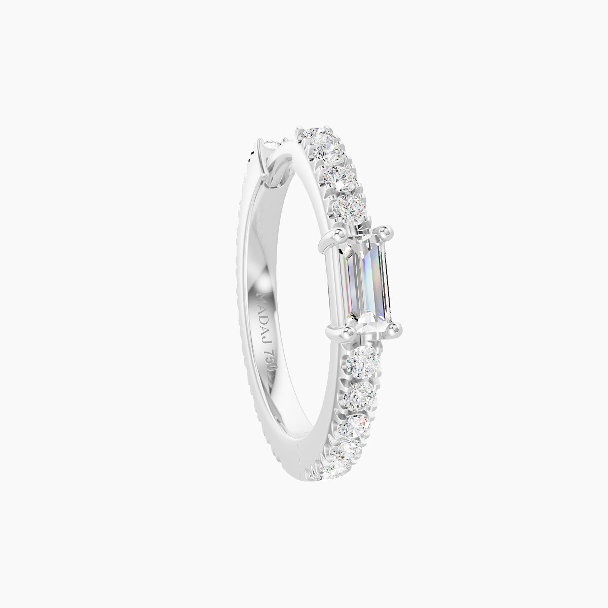 Inanna | 18k White Gold 9.5 mm Baguette Diamond Hoop Piercing