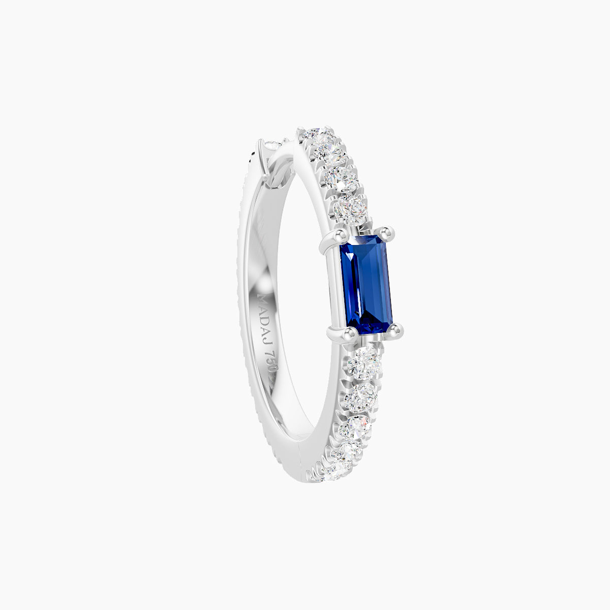 Inanna | 18k White Gold 9.5 mm Baguette Sapphire & Diamond Hoop Piercing