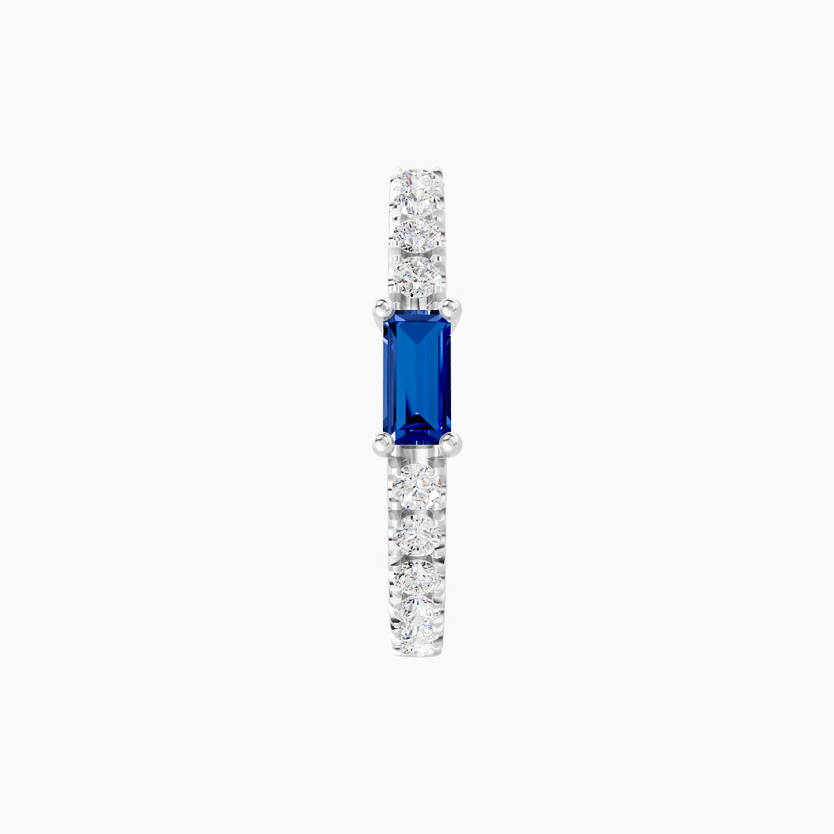 Inanna | 18k White Gold 9.5 mm Baguette Sapphire & Diamond Hoop Piercing