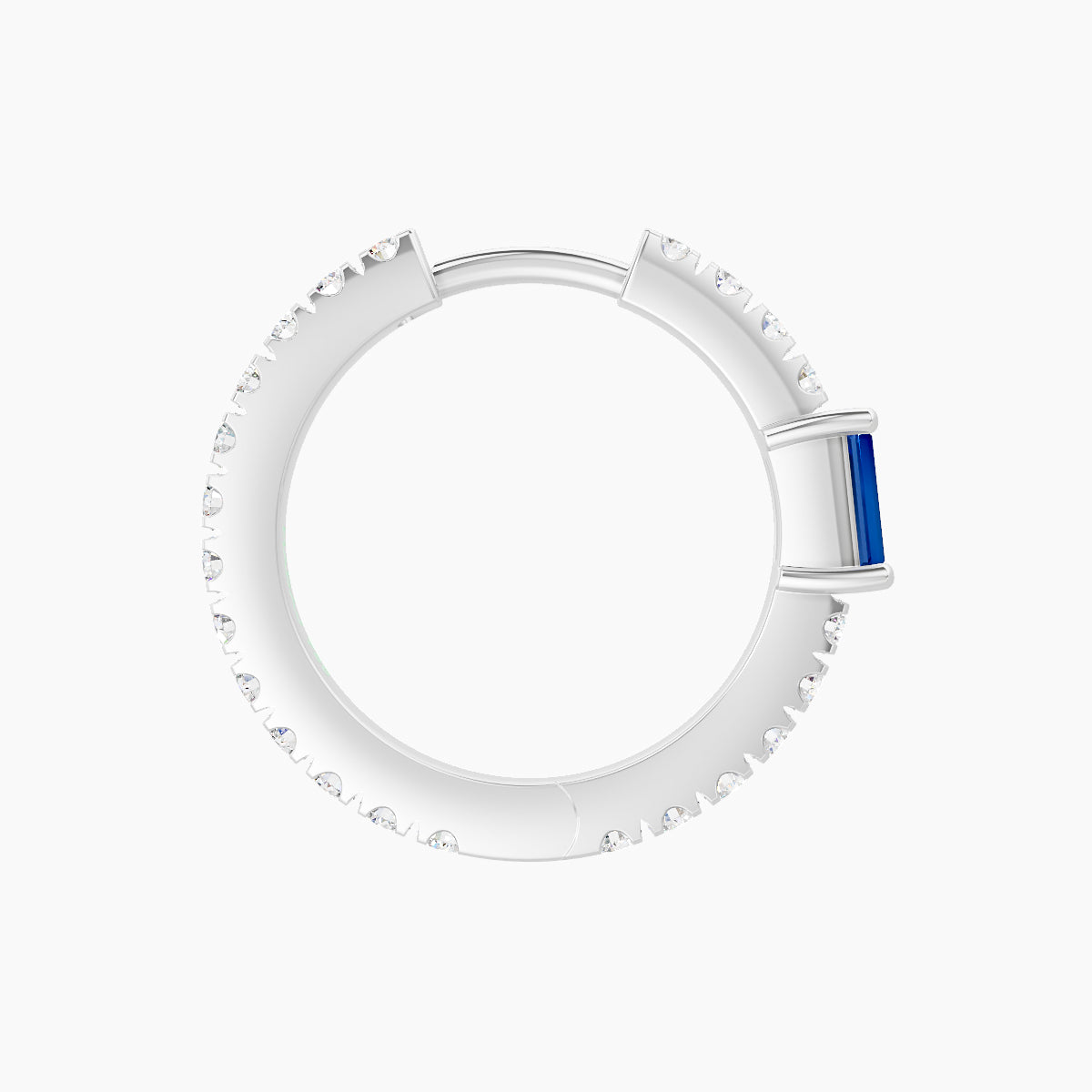 Inanna | 18k White Gold 9.5 mm Baguette Sapphire & Diamond Hoop Piercing