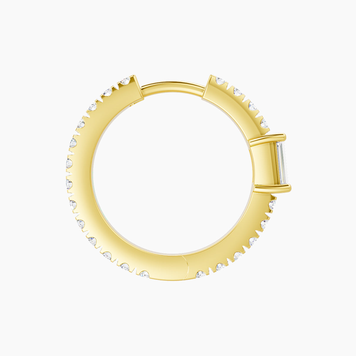 Inanna | 18k Yellow Gold 9.5 mm Baguette Diamond Hoop Piercing