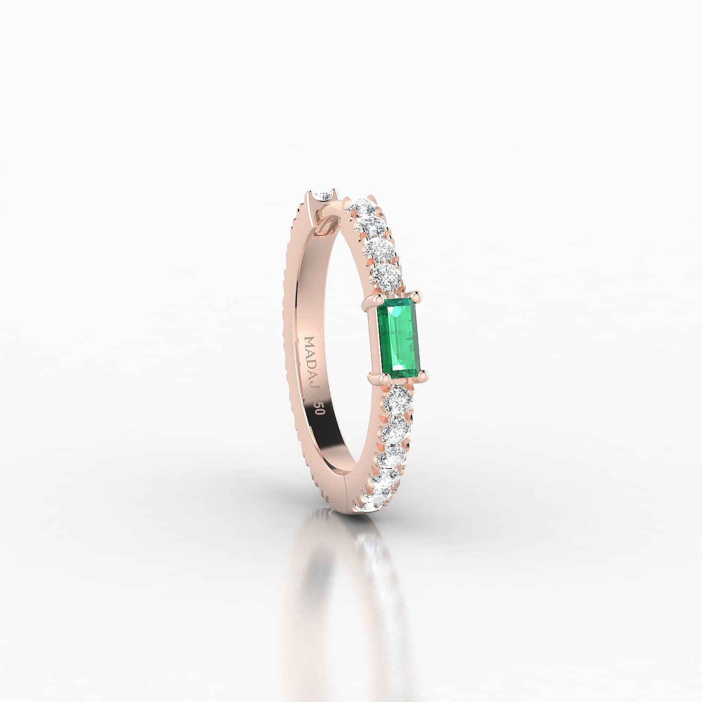 Inanna | 18k Rose Gold 9.5 mm Baguette Emerald & Diamond Hoop Piercing