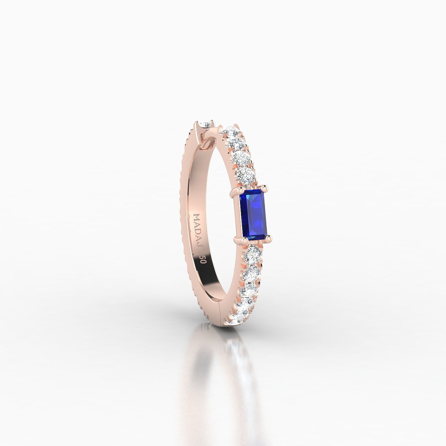 Inanna | 18k Rose Gold 9.5 mm Baguette Sapphire & Diamond Hoop Piercing