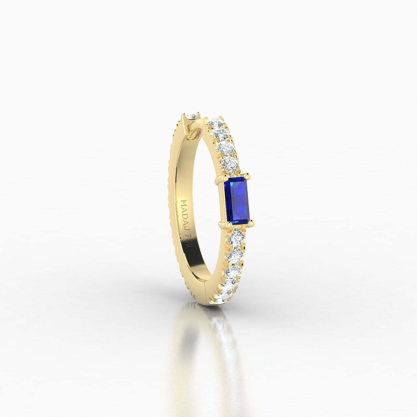 Inanna | 18k Yellow Gold 9.5 mm Baguette Sapphire & Diamond Hoop Piercing