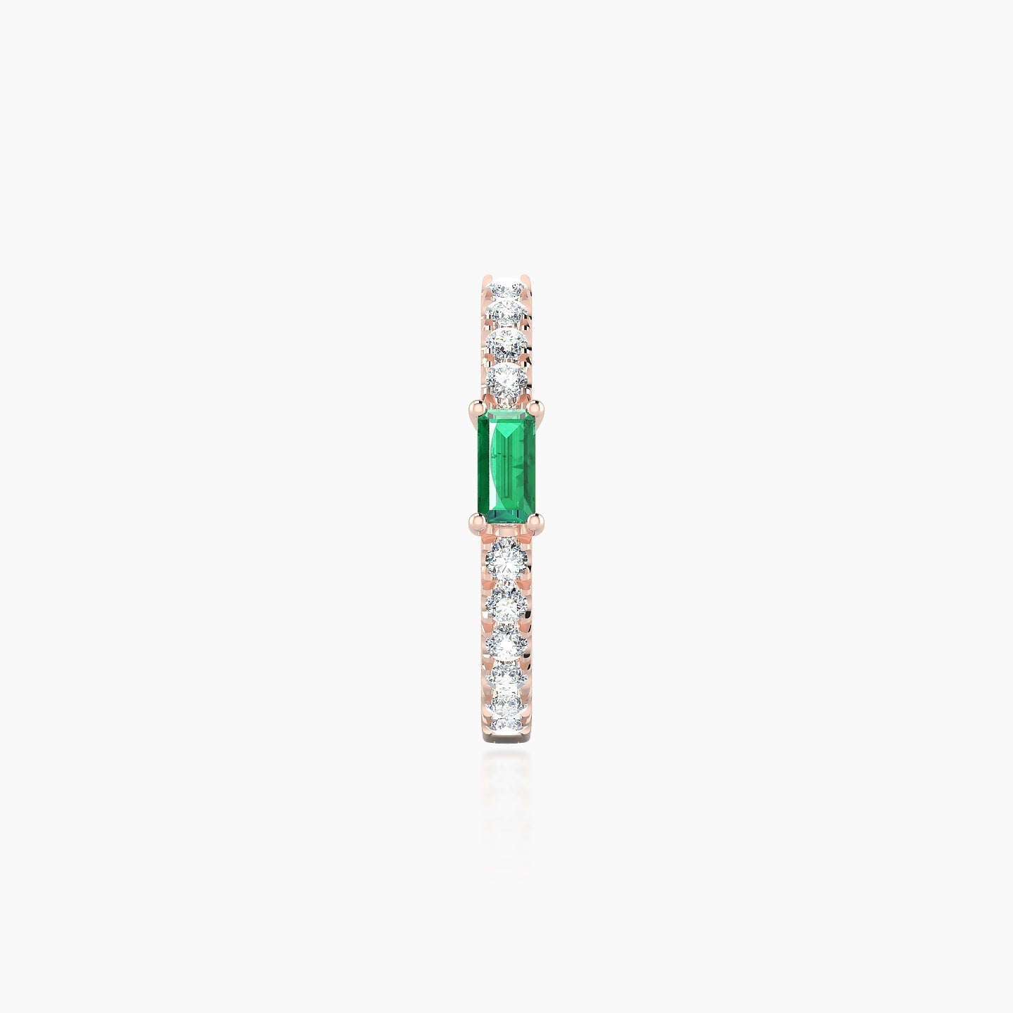 Inanna | 18k Rose Gold 9.5 mm Baguette Emerald & Diamond Hoop Piercing